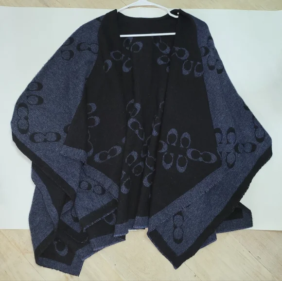 Coach Signature Poncho - Black/Midnight Navy - Picture 7 of 10